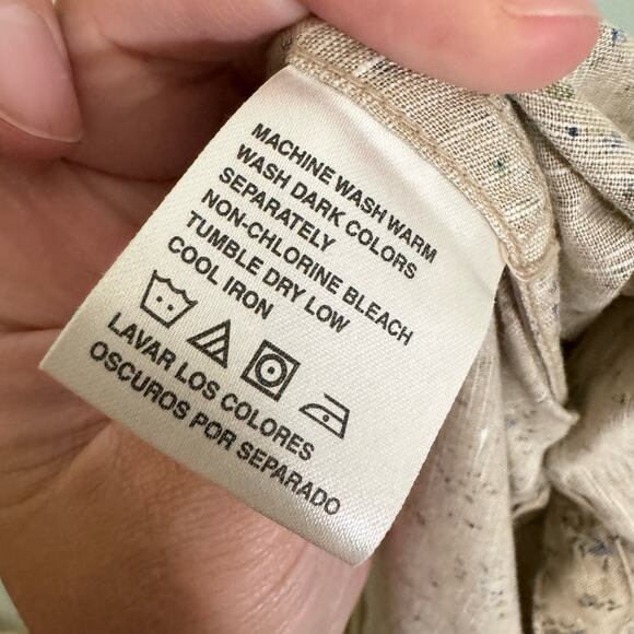 Liz Claiborne Lizwear Maxi Skirt 10 Floral Linen Blend Slit Drawstring Tan NWT - Picture 5 of 11